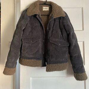 UpWest Women’s Corduroy Puffer Jacket with Sherpa Trim